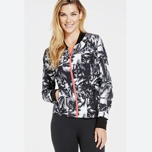 Fabletics Diana Bomber Jacket Malibu Print Thumbhole Pocket Windbreaker S